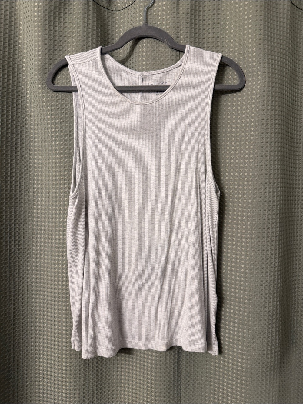 American Eagle Outfitters Light Gray Ribbed Tank Top